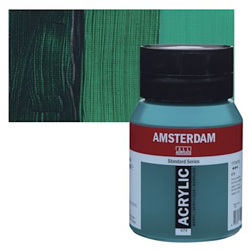 Open in modal - Amsterdam Standard Series Acrylic - Phthalo Green, 500 ml bottle and swatch