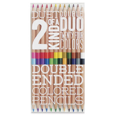 Double-Ended Colored Pencils Set - Front view of clear package of set