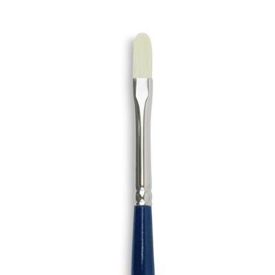 Silver Brush Bristlon Stiff White Synthetic Brush - Filbert, Size 1, Short Handle (close-up)