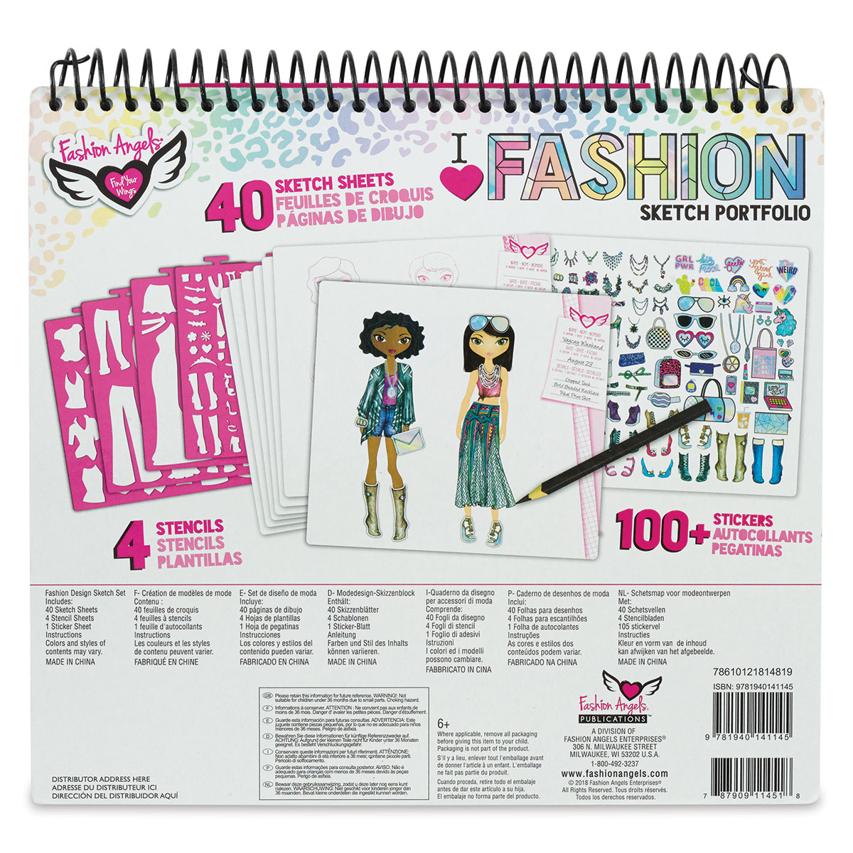 Fashion Angels Fashion Design Sketch Portfolio with Colored Pencils -  Discontinued