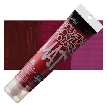 Open in modal - Holbein Mat Acrylic - Wine Red, 110 ml tube and swatch