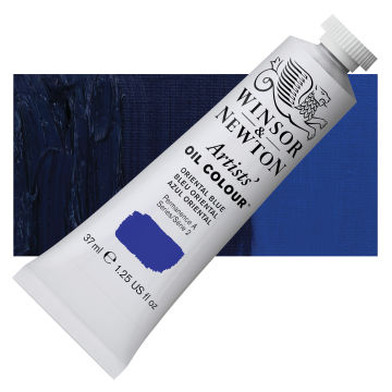 Winsor & Newton Artists' Oil Color - Oriental Blue, 37 ml tube with swatch