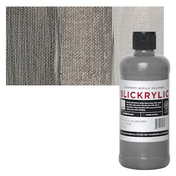 Open in modal - Blickrylic Student Acrylic - Metallic Silver, Pint and swatch