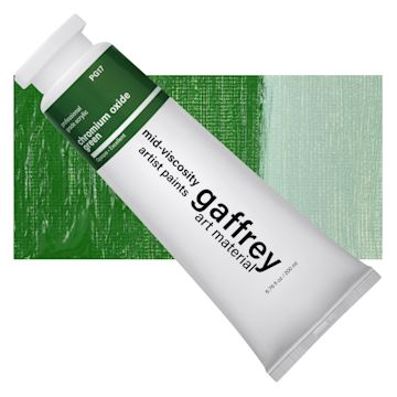 Open in modal - Gaffrey Art Material Standard Body Acrylic Paint - Chromium Green Oxide, 200 ml tube and swatch