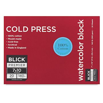 Open in modal - Blick Premier Watercolor Block - 7" x 10", Cold Press, 140 lb, 20 sheets
