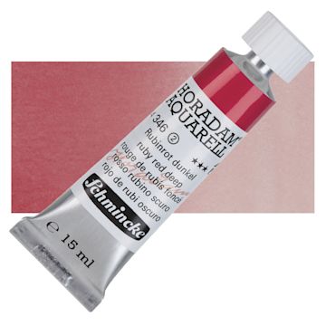 Open in modal - Schmincke Horadam Aquarell Watercolor - Ruby Red Deep, 15 ml tube and swatch