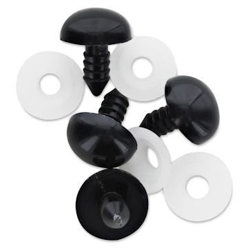 Open in modal - Essentials By Leisure Arts Craft Eyes w/ Washers - Pkg of 4, Black, 15 mm Dia. - out of packaging