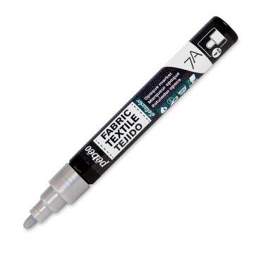 Pebeo 7A Opaque Fabric Marker - Silver, 4 mm (Cap off)