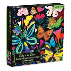 Mudpuppy Butterflies Illuminated Glow in the Dark 500 Piece Puzzle, In Box