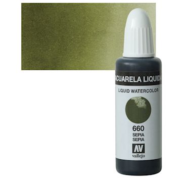 Open in modal - Vallejo Liquid Watercolor - Sepia, 32 ml and swatch