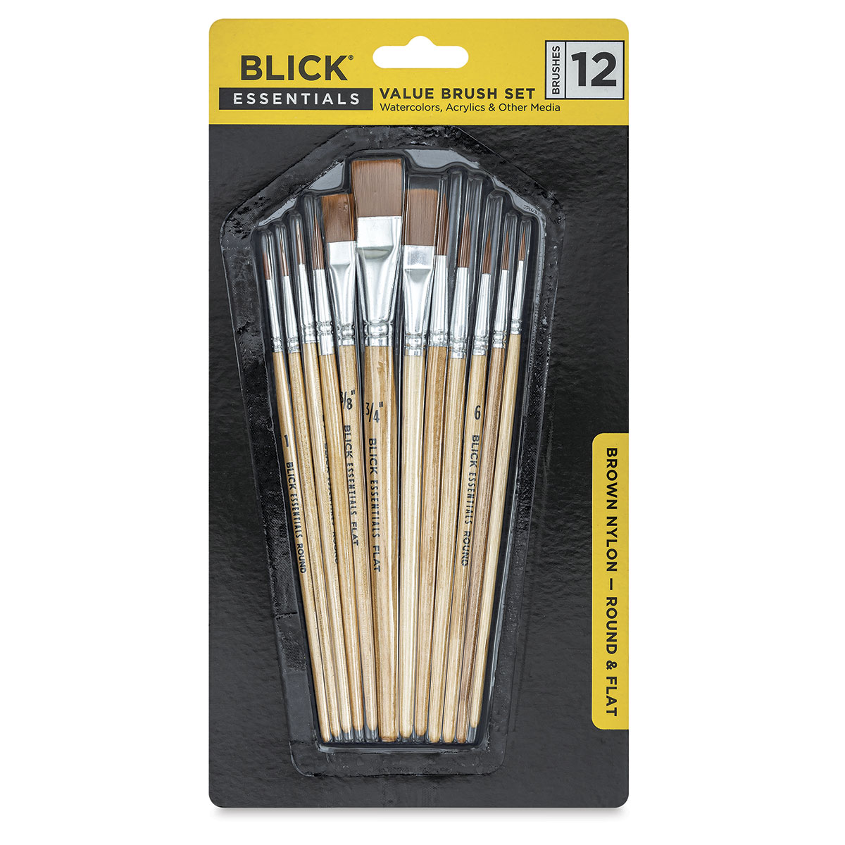 Blick Essentials Value Brush Set - Round Brushes, Brown Nylon, Set of 12