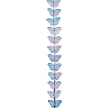 Open in modal - John Bead Crystal Lane DIY Glass Garden Bead Single Strand - Butterflies, Purple and Blue