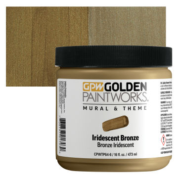 Golden Paintworks Mural and Theme Acrylic Paint - Iridescent Bronze, 16 oz, Jar and Swatch
