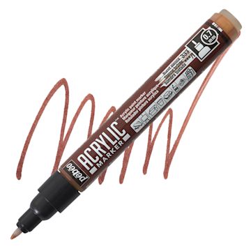 Open in modal - Pebeo Acrylic Marker - Burnt Sienna, 0.7 mm, Fine Nib marker and swatch