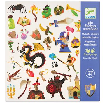 Open in modal - Djeco Sticker Sheets - Medieval Fantasy, Pkg of 2 Sheets - front of packaging