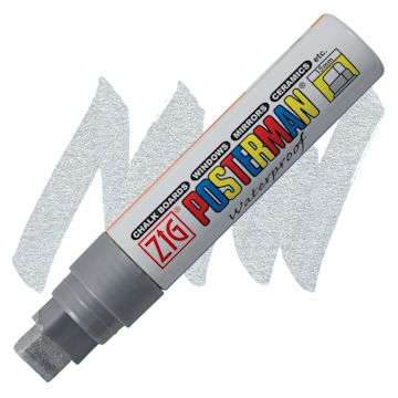 Open in modal - Zig Posterman Paint Marker - 15 mm, Metallic Silver, Big & Broad marker and swatch