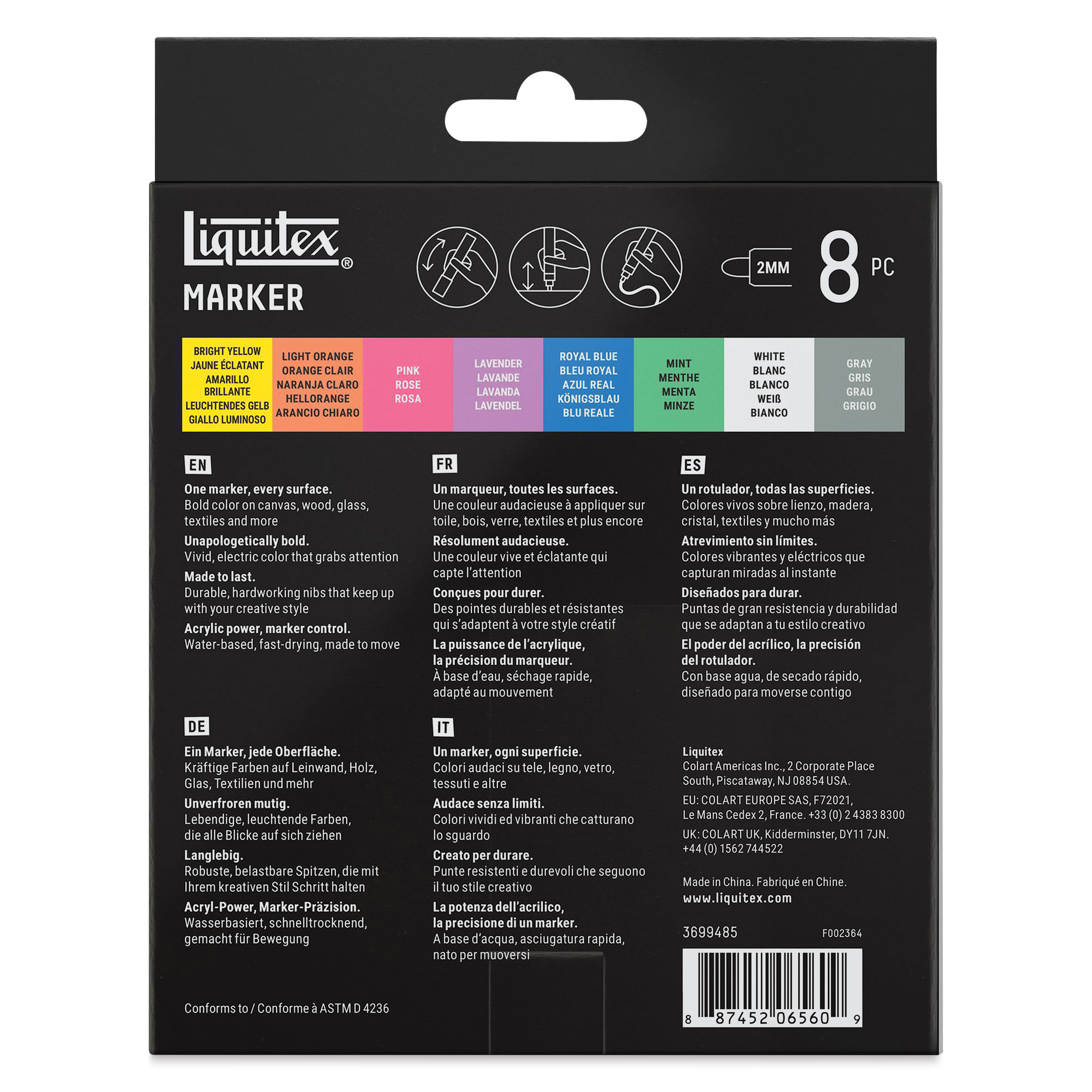 Liquitex Markers - Set of 8, Dreamscape Colors, Bullet Tip, 2 mm