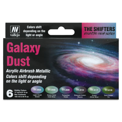 Vallejo The Shifters Eccentric Color Series Acrylic Airbrush Colors - 17 ml, Set of 6, Galaxy Dust (Front of package)