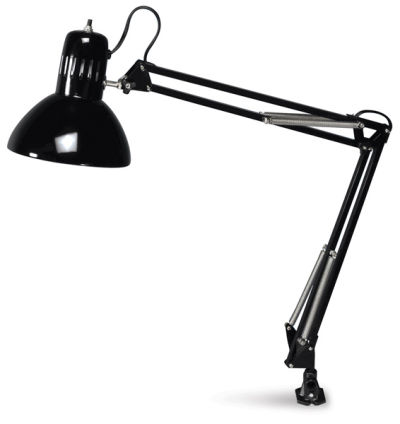 Studio Designs Swing Arm Lamp - Black Lamp showing flexible arm and shade