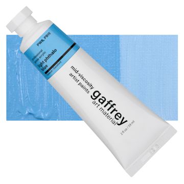 Open in modal - Gaffrey Art Material Standard Body Acrylic Paint - Light Phthalo Blue, 59 ml tube and swatch