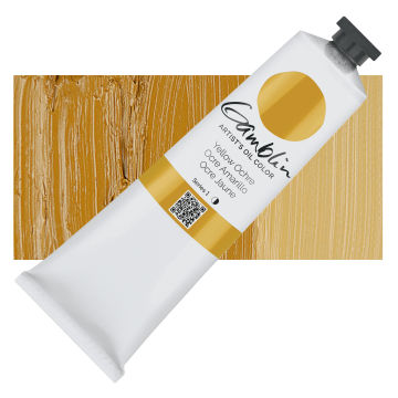 Gamblin Artist's Oil Color - Yellow Ochre, 150 ml tube with swatch