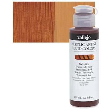 Open in modal - Vallejo Fluid Acrylic - Transoxide Red, 100 ml and swatch