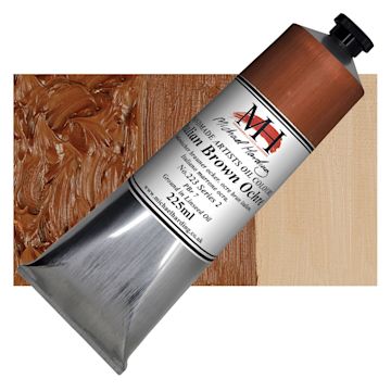 Open in modal - Michael Harding Artists Oil Paint - Italian Brown Ochre, 225 ml tube and swatch