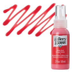 Gallery Glass Paint - Ruby Red, 2 oz swatch with bottle