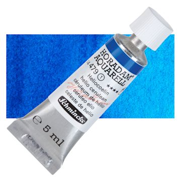 Open in modal - Schmincke Horadam Aquarell Watercolor - Helio Cerulean, 5 ml tube and swatch