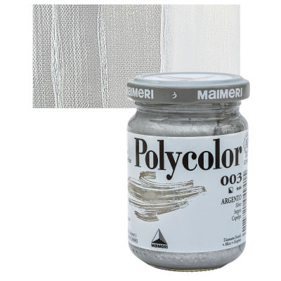 Maimeri Polycolor Vinyl Paints - Silver, 140 ml jar