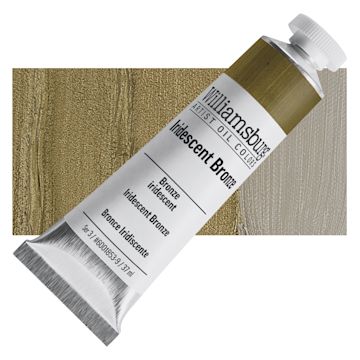 Open in modal - Williamsburg Handmade Oil Paint - Iridescent Bronze, 37 ml tube and swatch