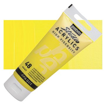 Open in modal - Pebeo High Viscosity Acrylic - Opaque Primary Yellow, 100 ml, Swatch with Tube