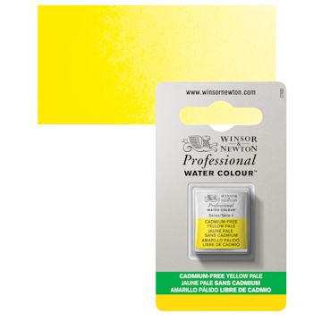 Open in modal - Winsor & Newton Professional Watercolor - Cadmium Free Yellow Pale, Half Pan and swatch