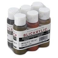 Blickrylic Student Acrylics - Set of 6, Metallic Colors, 2 oz Bottles