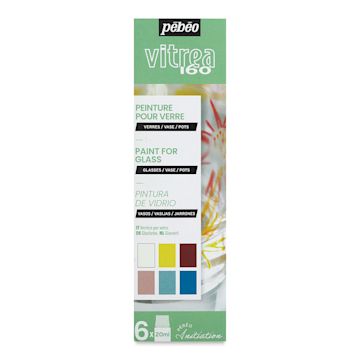Open in modal - Pebeo Vitrea 160 Initiation Set, Set of 6, 20 ml bottles, Front Of Package
