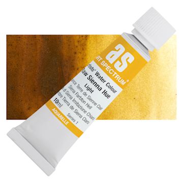 Open in modal - Art Spectrum Artists’ Watercolor Tube - Raw Sienna Light Hue, 10 ml tube and swatch
