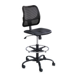 Safco Vue Extended-Height Mesh Chair - Vinyl Seat, Black