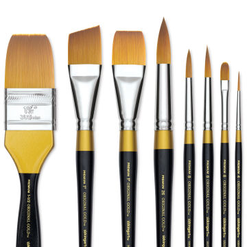 Kingart Original Gold Brushes -Close-up of Tips of various style Brushes