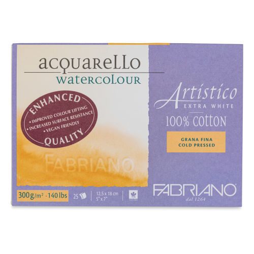 Fabriano Artistico Enhanced Watercolor Block - Extra White, Cold Press, 5  x 7