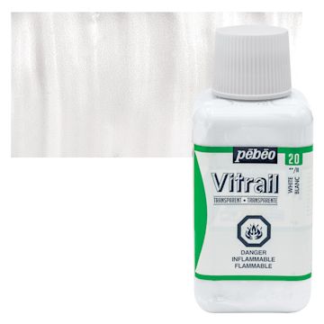 Open in modal - Pebeo Vitrail Paint - White, 250 ml bottle and swatch