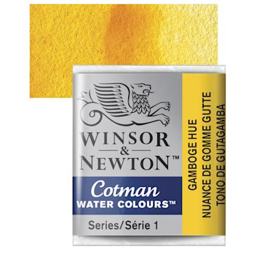 Open in modal - Winsor & Newton Cotman Watercolor Half Pan - Gamboge Hue and swatch