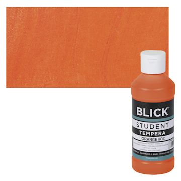 Open in modal - Blick Original Formula Student Tempera Paint - Orange, 8 oz bottle and swatch