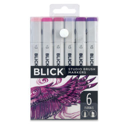 Blick Studio Brush Markers - Floral Colors, Set of 6. Front of package.