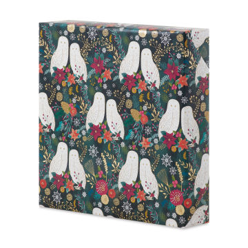 The Gift Wrap Company Wrapping Paper - Snow Owl, 30" x 10 ft, Roll (Sample wrapped package, Angled view)