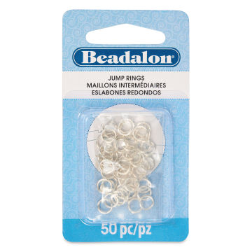Beadalon Jump Rings - Silver Plated, Round, 6 mm, Pkg of 50 front of packaging