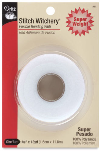 Dritz Stitch Witchery Fusible Bonding Web - Regular for Black or Dark  Colored Fabrics, 5/8W x 20 yard roll