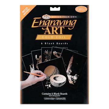 Open in modal - Royal & Langnickel Engraving Art Blank Board - Gold Foil, 11" x 14", Pkg of 6 front of packaging