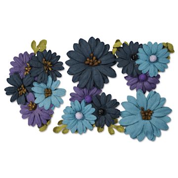 Open in modal - Little Birdie Fairy Garden Paper Flowers - Purple Passion, Pkg of 5