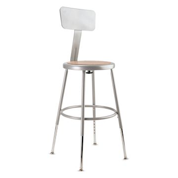 Open in modal - National Public Seating Corp Adjustable Stool with Backrest - Gray, 19" to 27", side