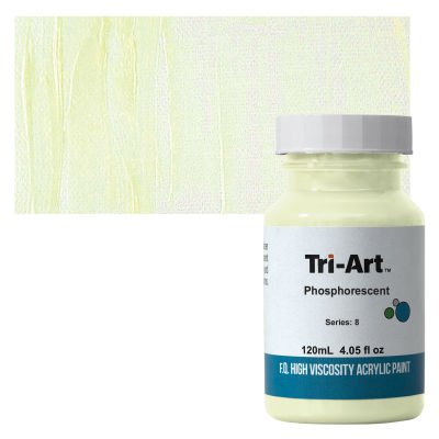 Tri-Art High Viscosity Artist Acrylic - Phosphorescent, 120 ml jar with swatch
